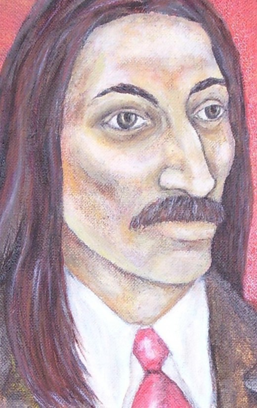 Facial detail of the painting.