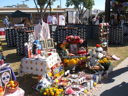 A family's Dia de los Muertos booth in La Mesilla, NM