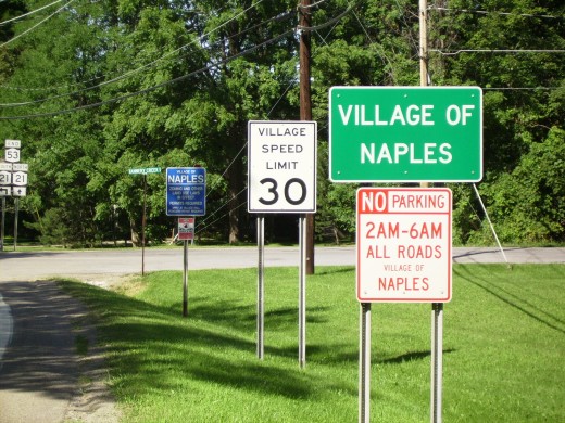No, we didn't take a wrong turn and end up in Italy.  Nestled at the southern tip of Canandaigua Lake and in the heart of the wine country is the village of Naples, New York.  Smaller than its Italian namesake, it has a charm of its own.