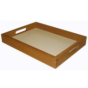 Wooden serving tray with handles