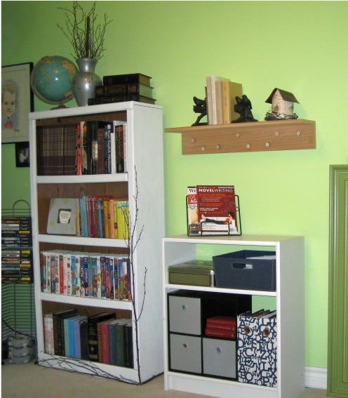 Storage space with whimsical decor to spur on creativity.
