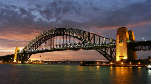 Sydney Harbour Bridge at night fall