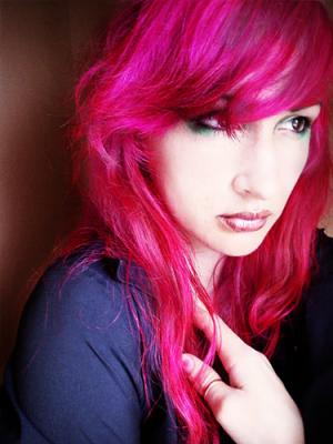 Audrey Kitching with her trademark pink hair.