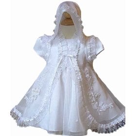 Lace baby christening gown and bonnet
