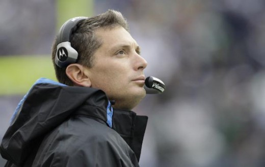 Detroit Lions coach Jim Schwartz watches his team during an NFL football game against the Seattle Seahawks on Sunday, Nov. 8, 2009, in Seattle. The Seahawks won 32-20. (AP Photo/Elaine Thompson)