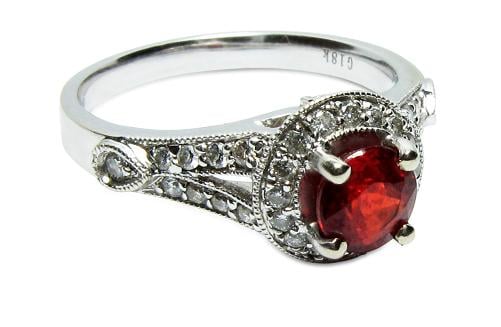 Ruby engagement ring with diamonds
