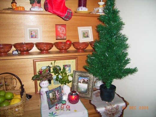 Our family Christmas corner with our deceased ancestors to remember them.