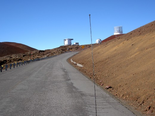 The road up the mountain is both dirt and paved. 