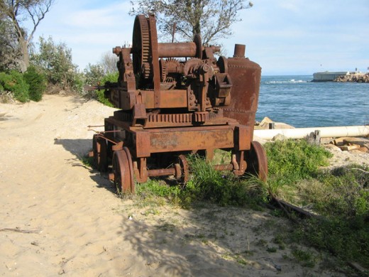 Old winch used to construct the Entrance at Lakes Entrance.
