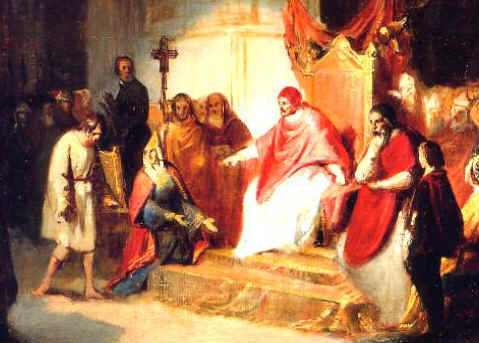 EMPEROR HENRY IV BEGS POPE GREGORY VII FOR FORGIVENESS