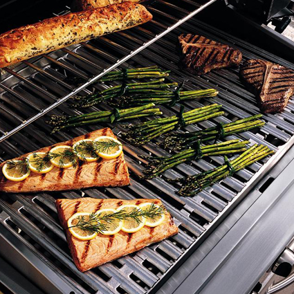 cast stainless steel cooking grates will last forever.  These have a concave design to hold or channel grease as the food cooks giving you the ability to maximize the flavor.