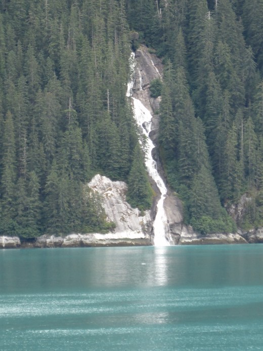 One of the many glacier fed waterfalls