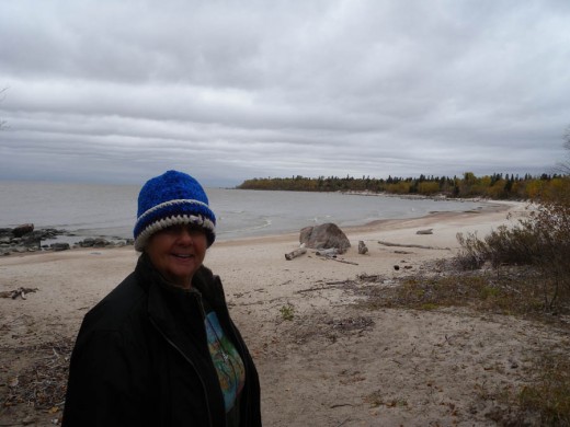 Laurie at Victoria Beach.  This is where we held the crystal portal ceremony.