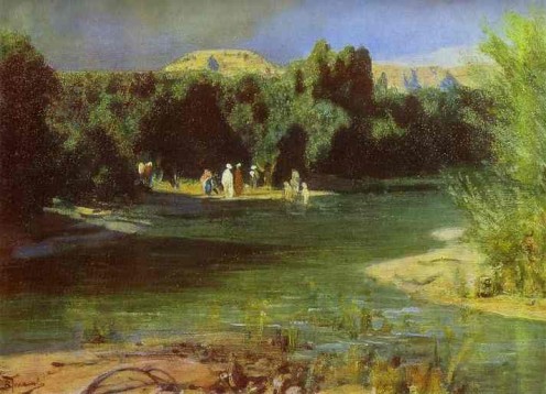 Baptism: From the series "The Life of Christ". Oil on canvas. The Tretyakov Gallery, Moscow, Russia.    Vasiliy Polenov (1844-1927)