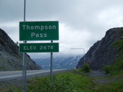 Near the top. From this point, the Richardson Highway descends to sea level and the port city of Valdez, AK, the most northerly ice free port in the United States. 