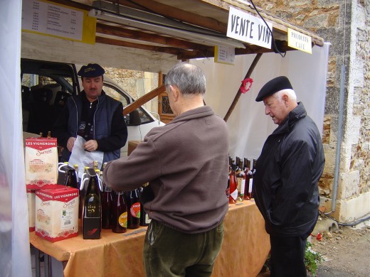 Local French men enjoying a 'degustation' at the St Sornin wine festival