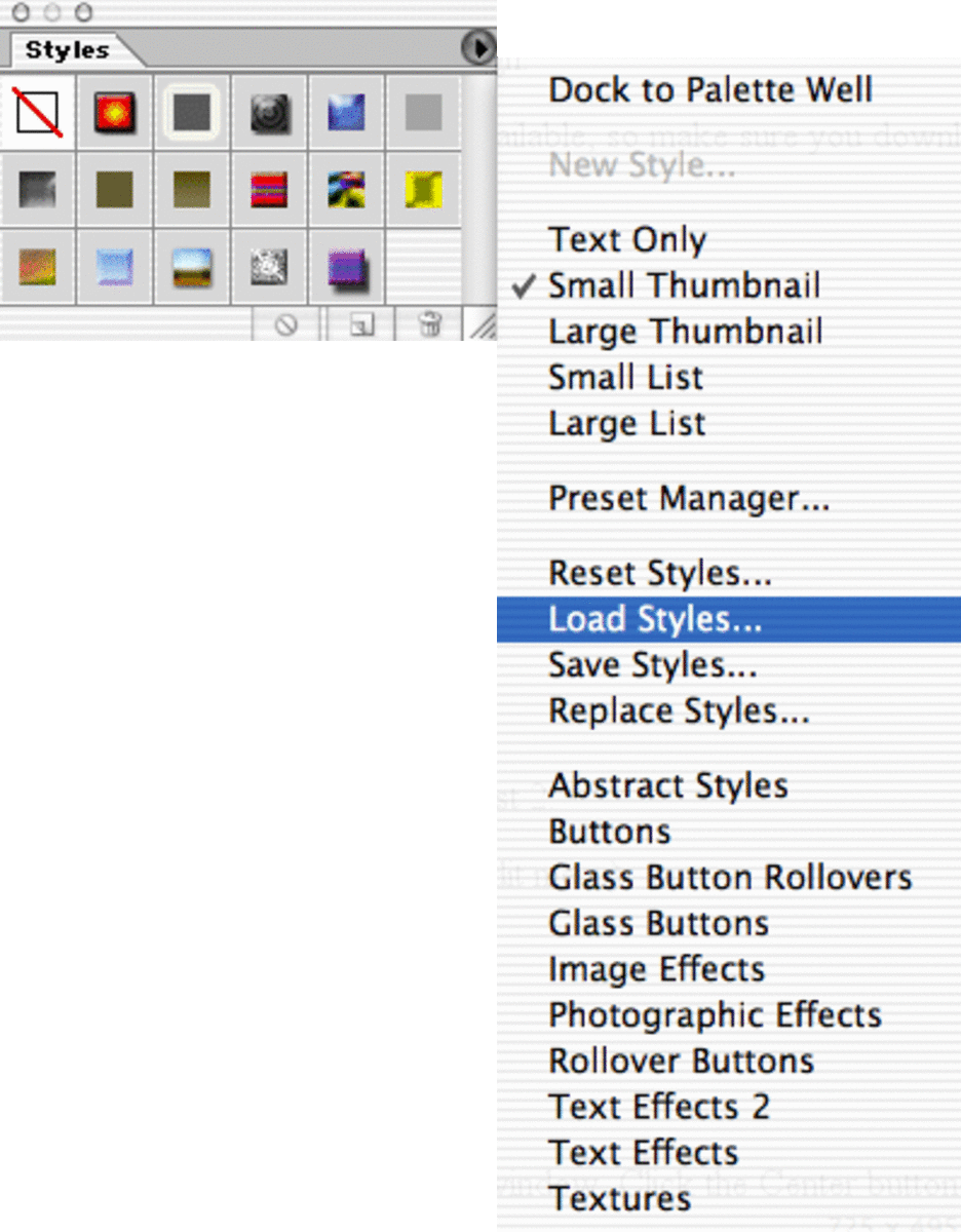 Standard Styles, screen capture taken from a Mac user who is running Photoshop CS2.
