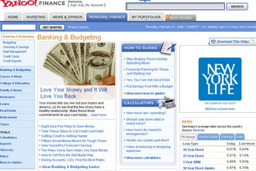 Yahoo Finance - Banking and Budgeting
