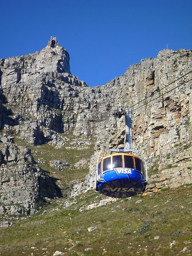 Cable Car At Table Mountain on its way to the top