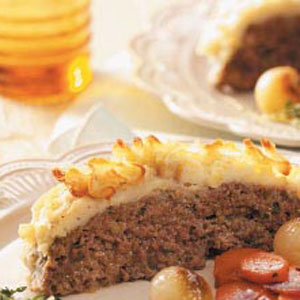 Meatloaf with a mashed potato crust is oh so delicious and tasty. 