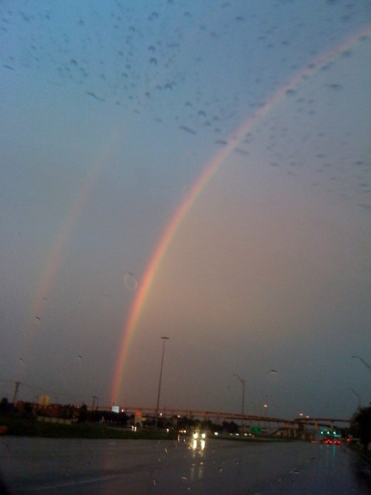 The atmosphere was charged with the colors coming from  the rainbows,