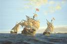 La Nina, La Pinta and the Santa Maria Ships - Watercolor 