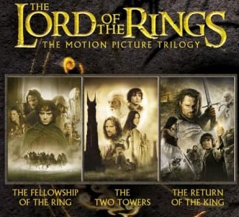 About $10 for all three LOTR movies 