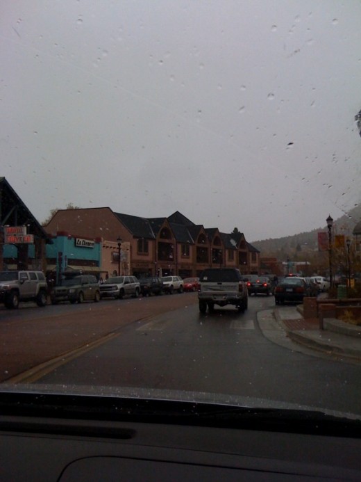 Manitou Springs.  Notice the shops along the road.