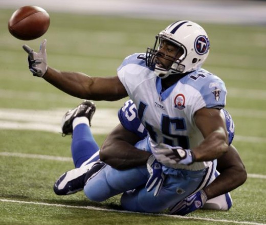 Ahmard Hall (45) fumbles the ball as he Is tackled by Indianapolis Colts linebacker Clint Session during the first quarter of an NFL football game against the Indianapolis Colts in Indianapolis, Sunday, Dec. 6, 2009. (AP Photo/Darron Cummings)