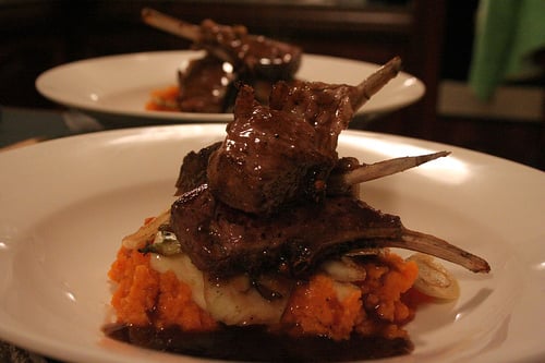 Rack of lamb on mashed... http://www.flickr.com/photos/abstractgourmet/197243081/