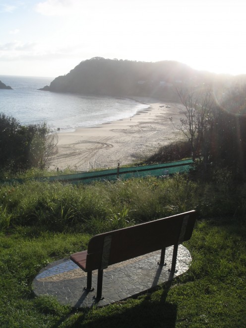 The ubiquitous "Memorial Bench" commemorating a lost surfer