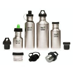 The range of Klean Kanteen stainless steel sports bottles