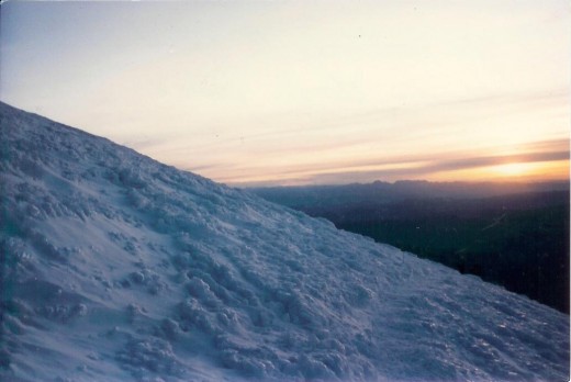 Heading up the slope at 4 A.M. looking to the north.