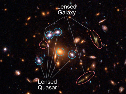 Gravitational lenses produced by spacetime curvatures (Credit: www.nasa.gov)
