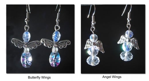 The completed Butterfly wing style and an Angel wing style.