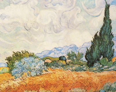 Van Gogh Painting: Wheat Field with Cypresses (6)