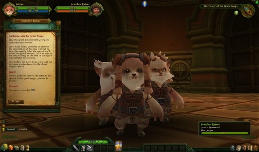 My Gibberling Warden. Gibberlings are one of the more unique features of Allods - they always come in triplets and you get to customize each of them.