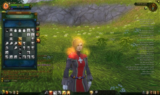 Here you can see the talent grid. Once characters reach level 10, they are able to allocate talents from these grids. They're a little less linear than WoW's talent trees.