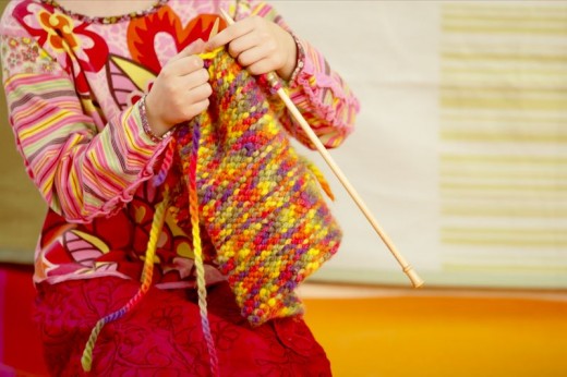 Kids can learn to knit at an early age.