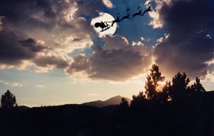 Santa flying over Sierra Blanca