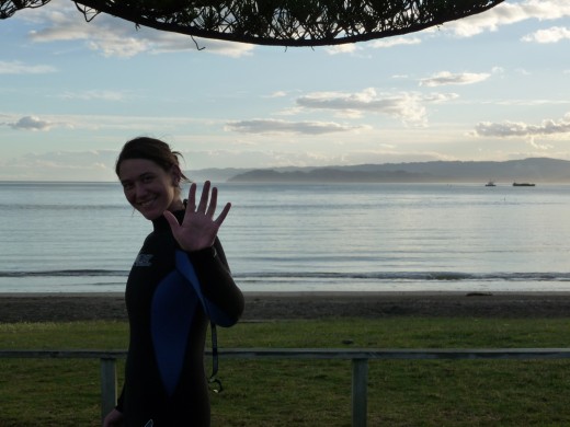 Into the sea she goes to meet her friend Moko