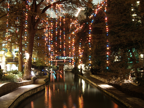 Riverwalk with lights