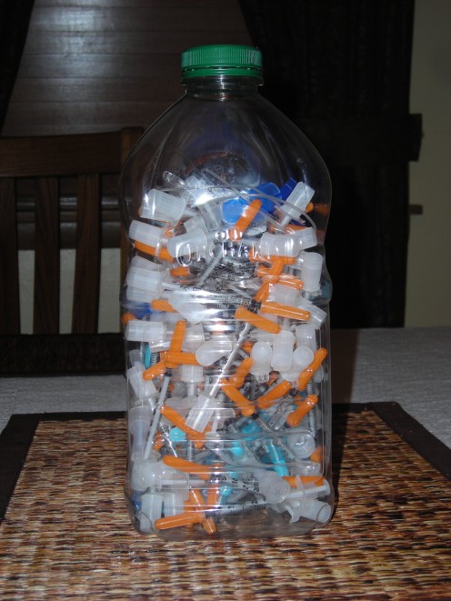 This was about a 2-week supply of syringes and other supplies before insulin pump therapy! WOW!