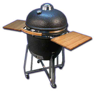 Ceramic kamado smoker closed to lock in flavor
