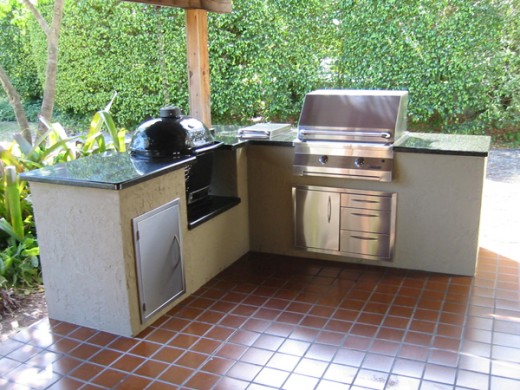 kamado bbq smoker built in with gas grill