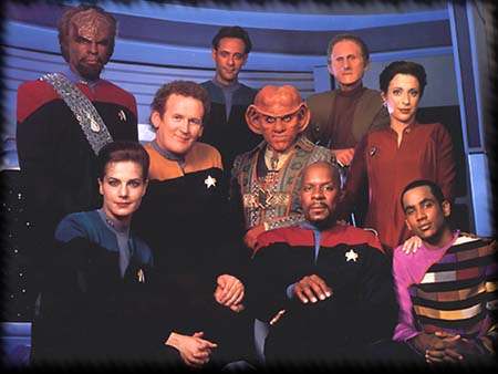 The cast of Star Trek: Deep Space Nine.  The show had a huge supporting cast--too large to name here.