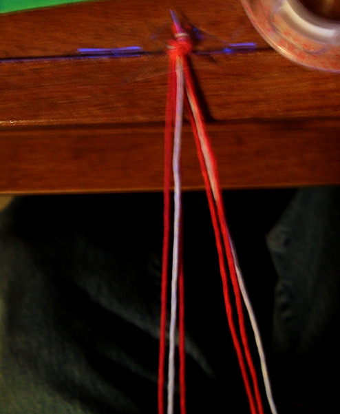 divide the 6 strands of cord in to 2 equal groups with 3 strands in each group