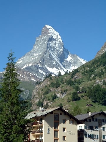 The beautiful Matterhorn mountain, as seen from Zermatt in Switzerland (image copyright WordCustard)