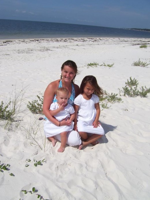 My middle daughter and two granddaughters on the white sands of Mexico Beach, FL.