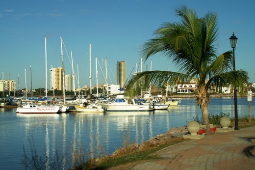 The Isla Marina in the Sabalo Estuary, Mazatlan - The "Palapa" restaurant has good food and horseshoes. Like Marina Costa Baja, this marina was built to accomodate all the rich gringo homeowners, who unfortunately have failed to appear.